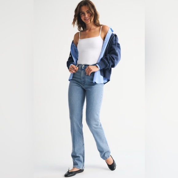 A&F Vintage Comfort Stretch Ultra High Rise 90s Straight Blue Jean size 29/8 - Picture 7 of 9